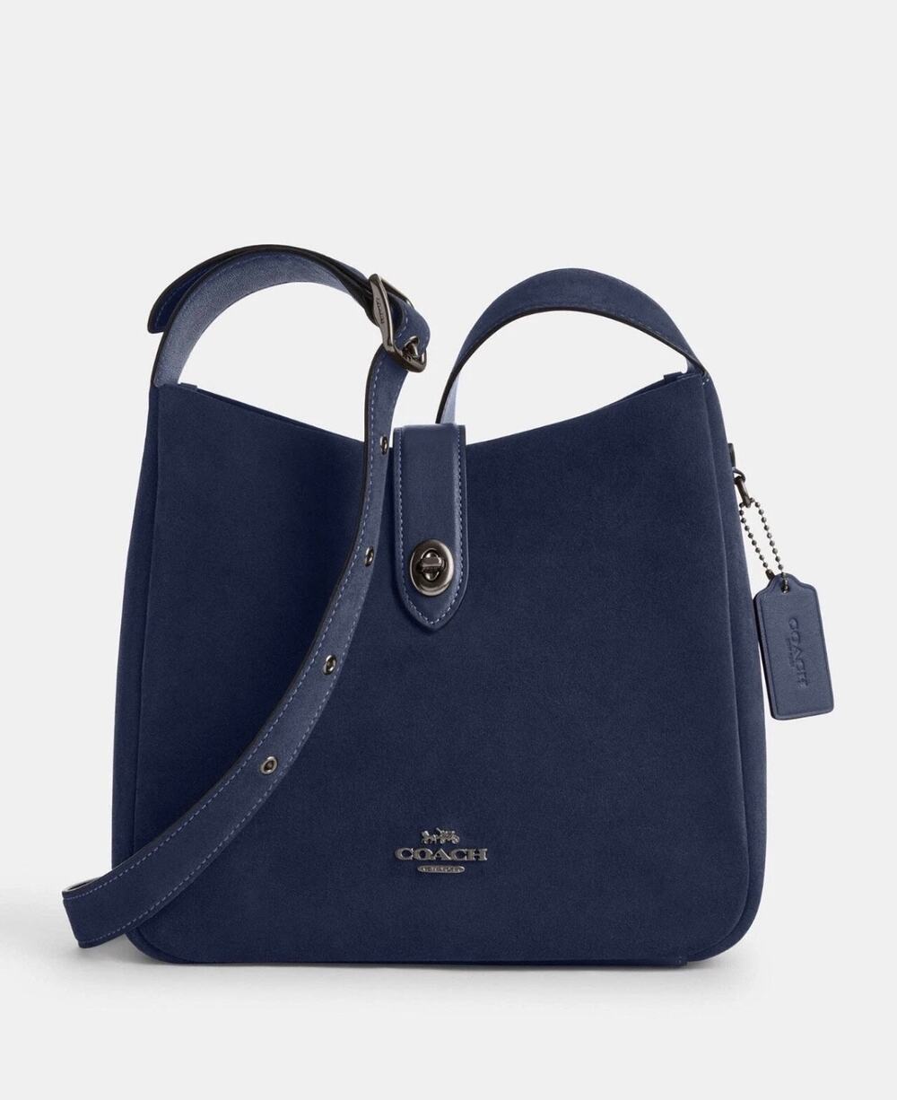 Coach Hadley Convertible Crossbody Bag Navy Blue Suede CW004